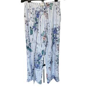 Anthropologie Greylin Wide Leg Pants Lined Stripes Floral Style KP5523A Size Med